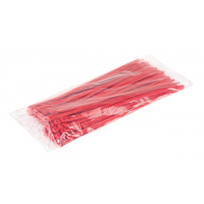 Opaska zaciskowa do otulin kolorowych 368x7,6mm - czerwona 100 szt