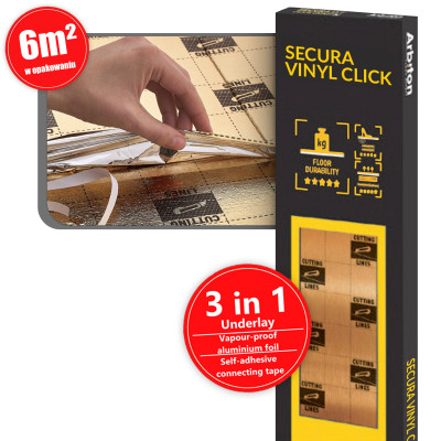Podkład pod panele - SECURA LVT click Smart 3w1 1,5 mm (6,25 m2) ZŁOTY