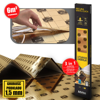Podkład pod panele - SECURA LVT click Smart 3w1 1,5 mm (6,25 m2) ZŁOTY