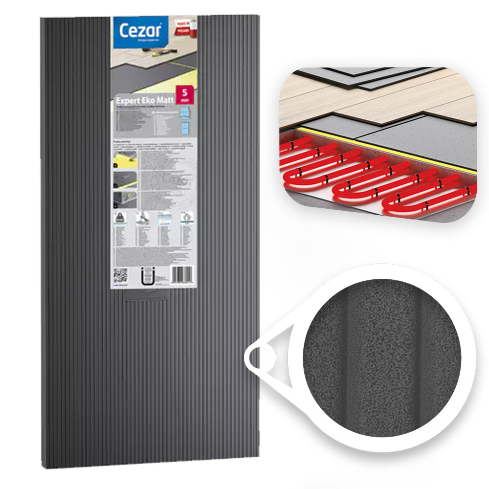 Podkład pod panele - Cezar EXPERT (arkusz 1,00 x 0,50 m) gr. 5,0 mm szary (op. 5 m2)