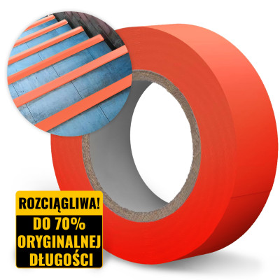 Taśma ostrzegawcza samoprzylepna PVC czerwona 50/33m