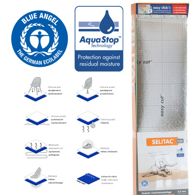 Podkład pod panele SELITAC 2,2mm AQUA STOP 13,8m2 + TAŚMA ALU GRATIS