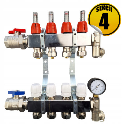 Rozdzielacz ze stali nierdzewnej premium4, bez zaworów sekcji 4 CAPRICORN