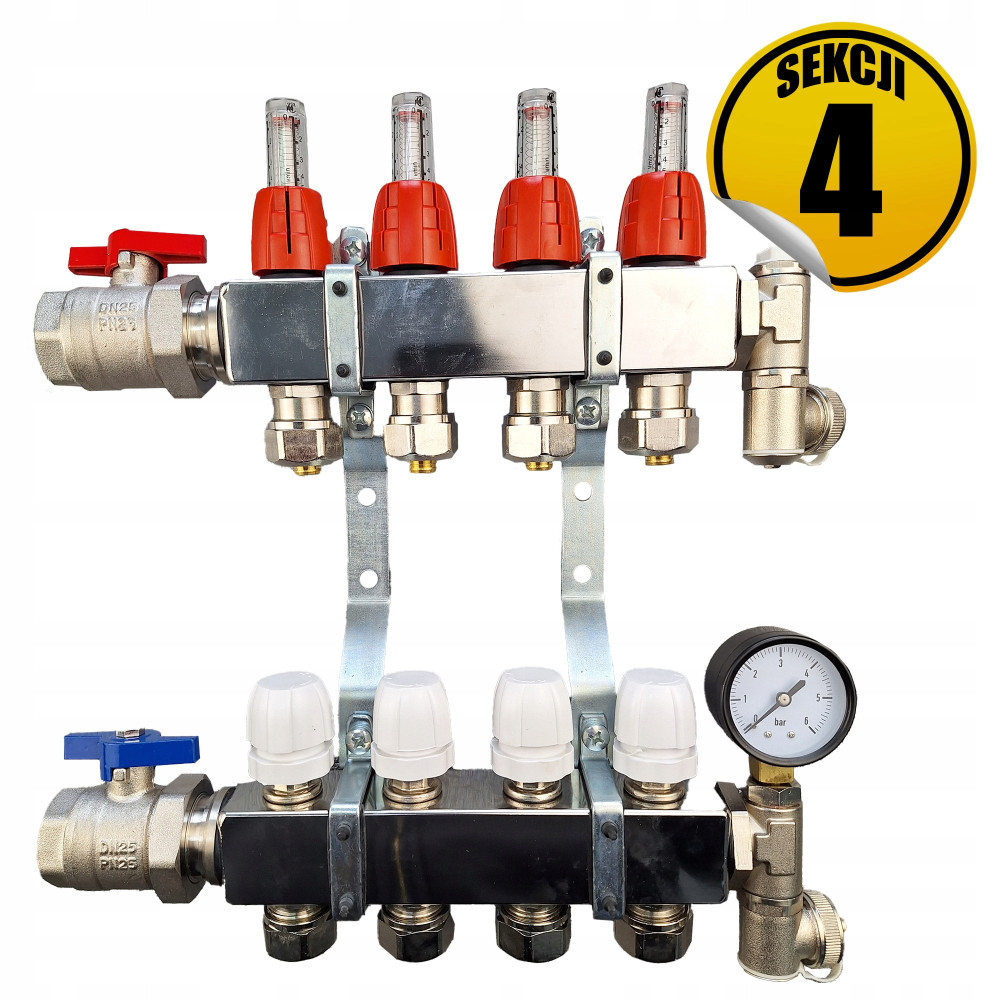 Rozdzielacz ze stali nierdzewnej premium4, bez zaworów sekcji 4 CAPRICORN