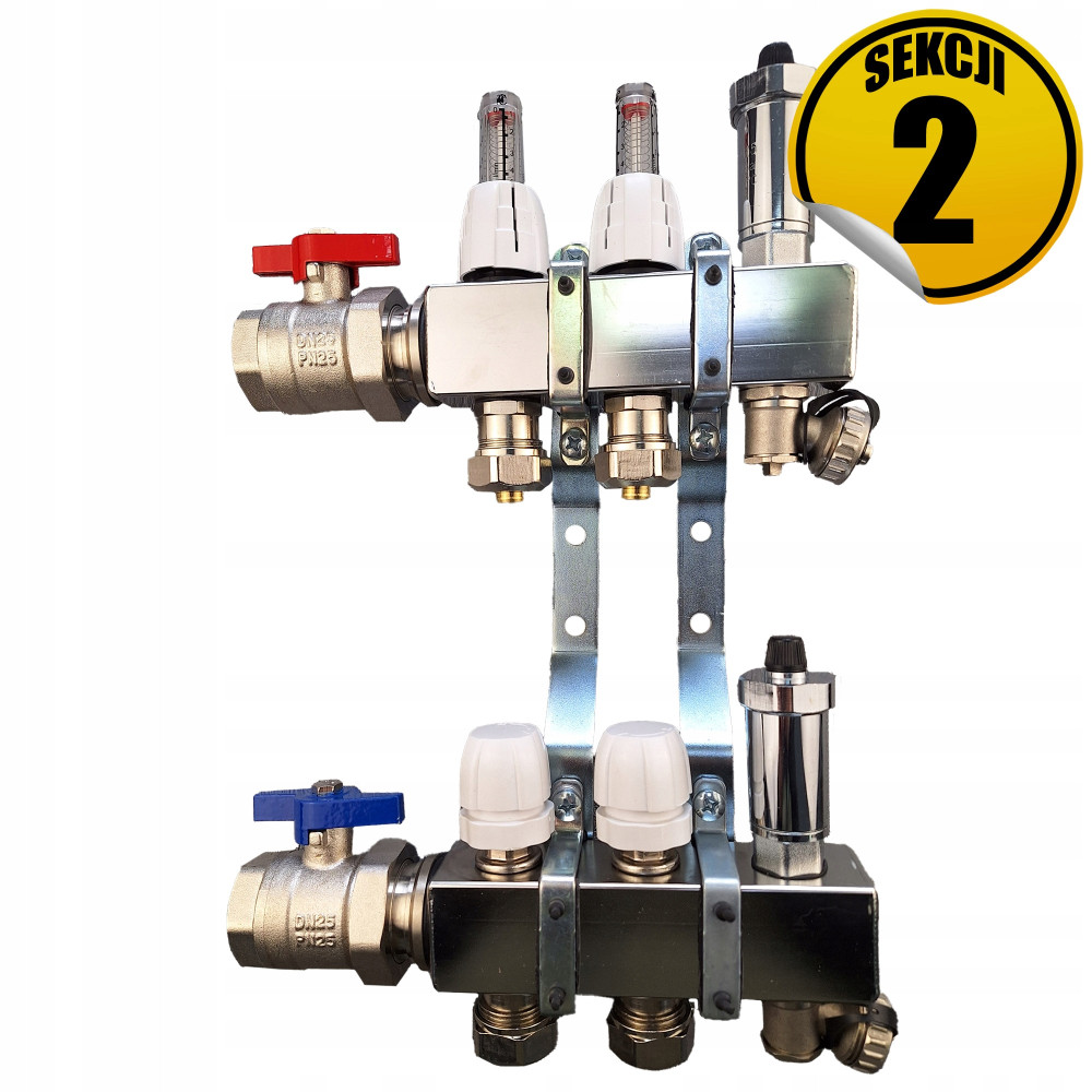 Rozdzielacz ze stali nierdzewnej do instalacji CO i wodnych Premium11, sekcji 2 CAPRICORN