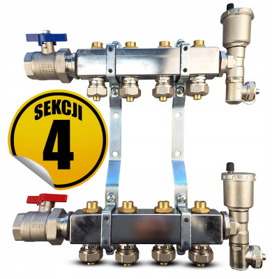 Rozdzielacz ze stali nierdzewnej do instalacji grzewczej standard3, sekcji 4 CAPRICORN