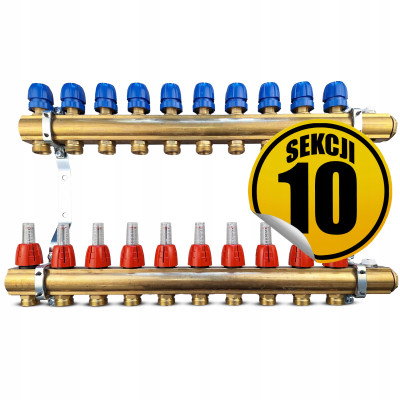 CAPRICORN Rozdzielacz mosiężny OPTIMUM,10 sekcji.