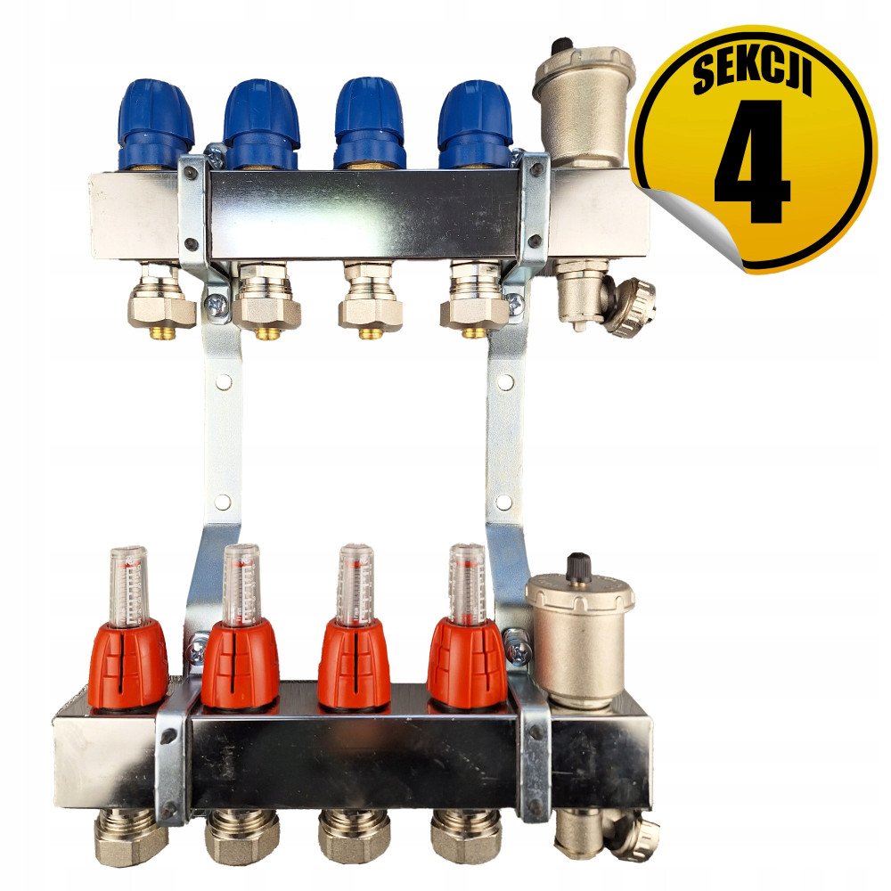 Rozdzielacz ze stali nierdzewnej Premium11, do systemów grzewczych sekcji 4 CAPRICORN