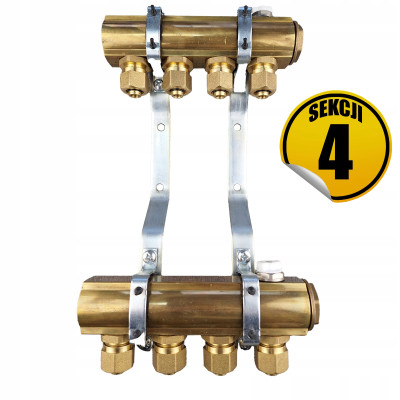 CAPRICORN Rozdzielacz mosiężny 40mm do c.o. i złączki 16X2,4 sekcje.