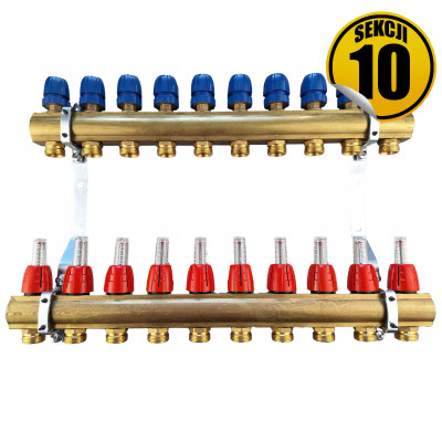 CAPRICORN Rozdzielacz mosiężny OPTIMUM1, 10 sekcji.