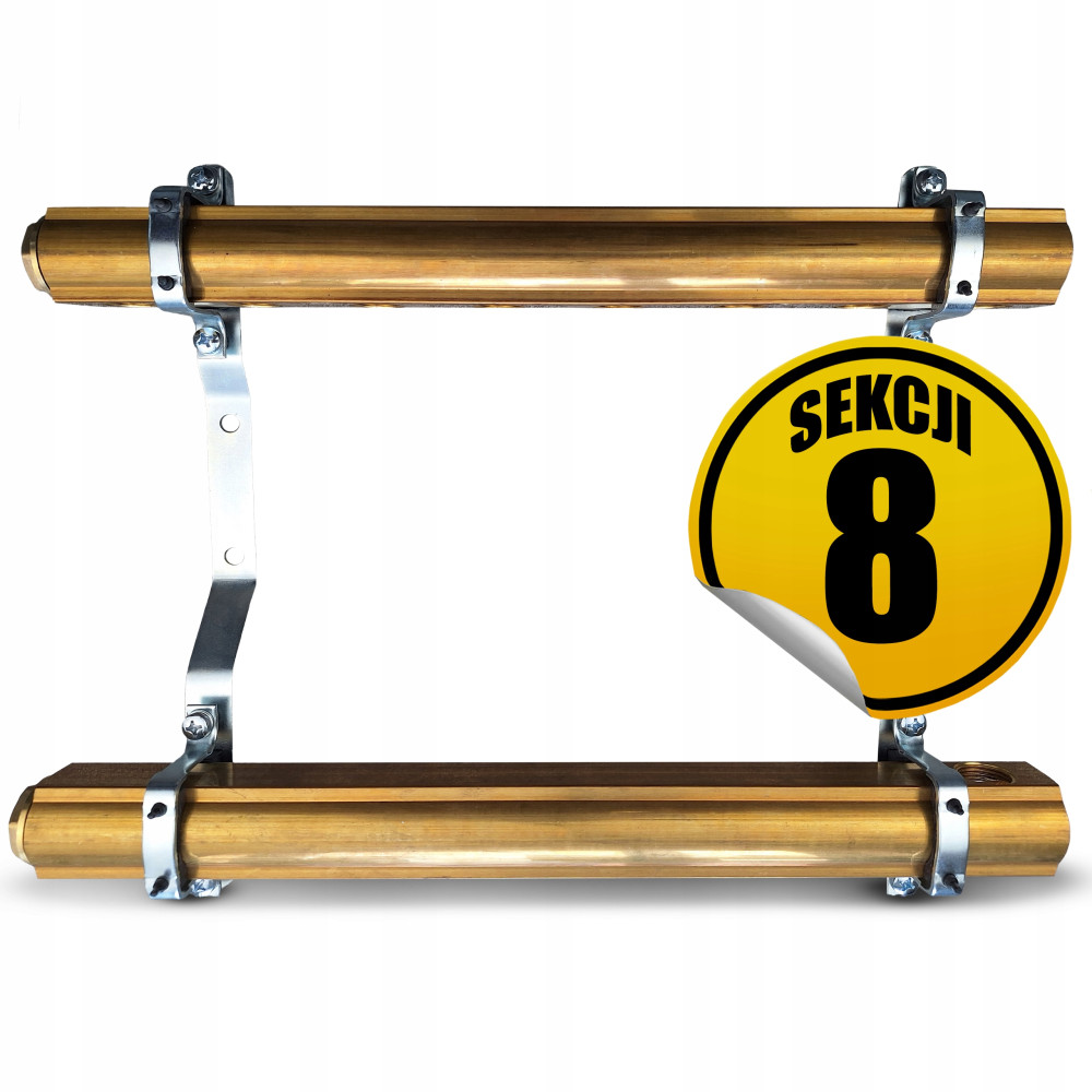 CAPRICORN Rozdzielacz mosiężny SOLID3, do centralnego ogrzewania, 8 sekcji.