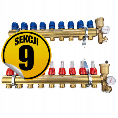 CAPRICORN Rozdzielacz z mosiądzu PREMIUM3, 9 sekcji.