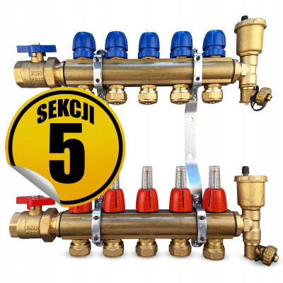 CAPRICORN Rozdzielacz mosiężny PREMIUM1, 5 sekcji.