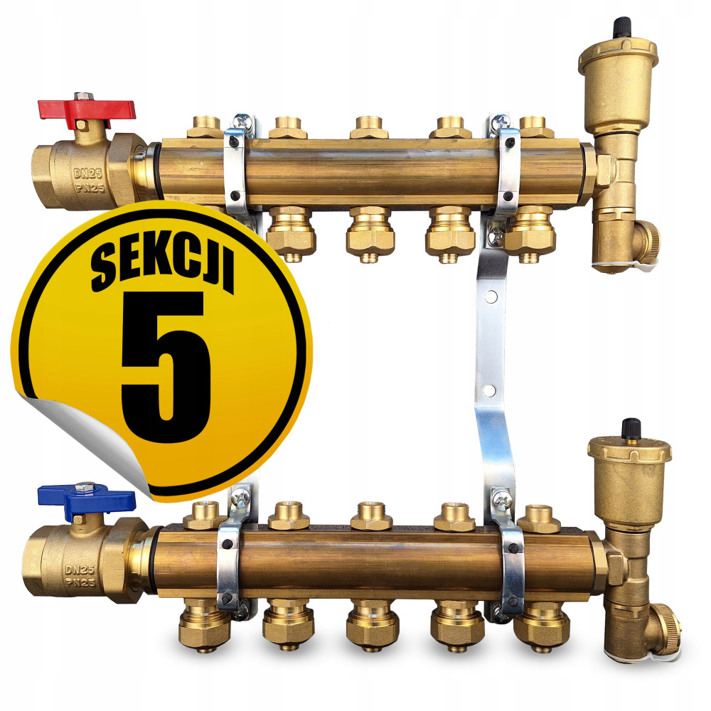CAPRICORN Rozdzielacz mosiężny STANDARD3, 5 sekcji.