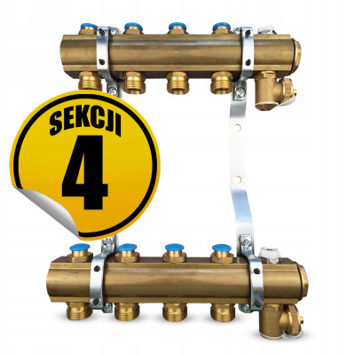 CAPRICORN Rozdzielacz mosiężny STANDARD1, 4 sekcji.