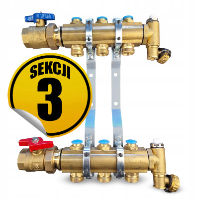 CAPRICORN Rozdzielacz mosiężny STANDARD1, 3 sekcji.