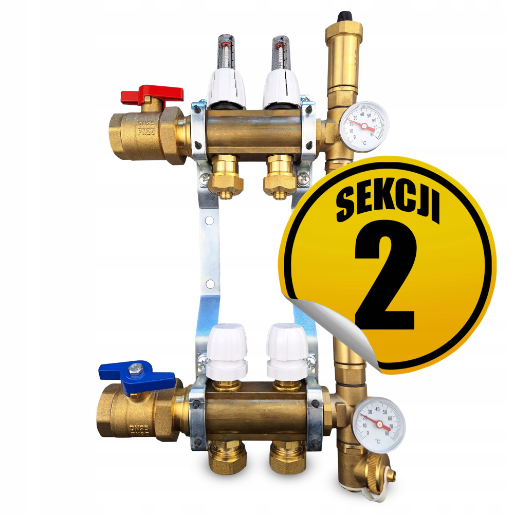 CAPRICORN Rozdzielacz mosiężny PREMIUM3, 2 sekcje.