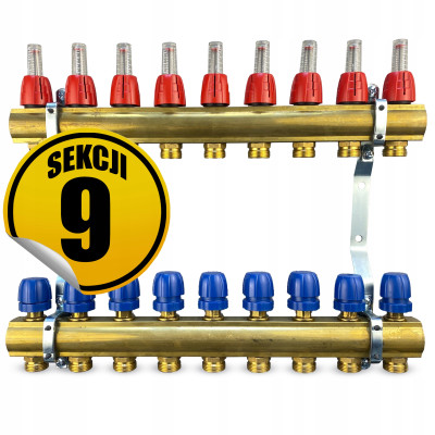 CAPRICORN Rozdzielacz mosiężny OPTIMUM1, 9 sekcji.