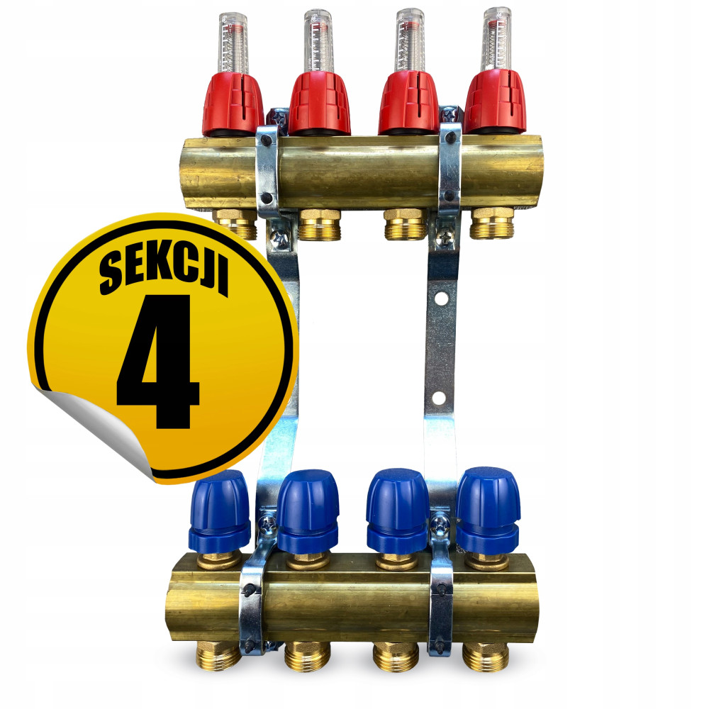 CAPRICORN Rozdzielacz mosiężny OPTIMUM1, 4 sekcji.