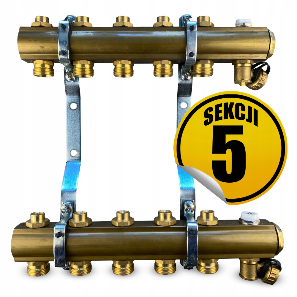 CAPRICORN Rozdzielacz mosiężny STANDARD1, 5 sekcji.