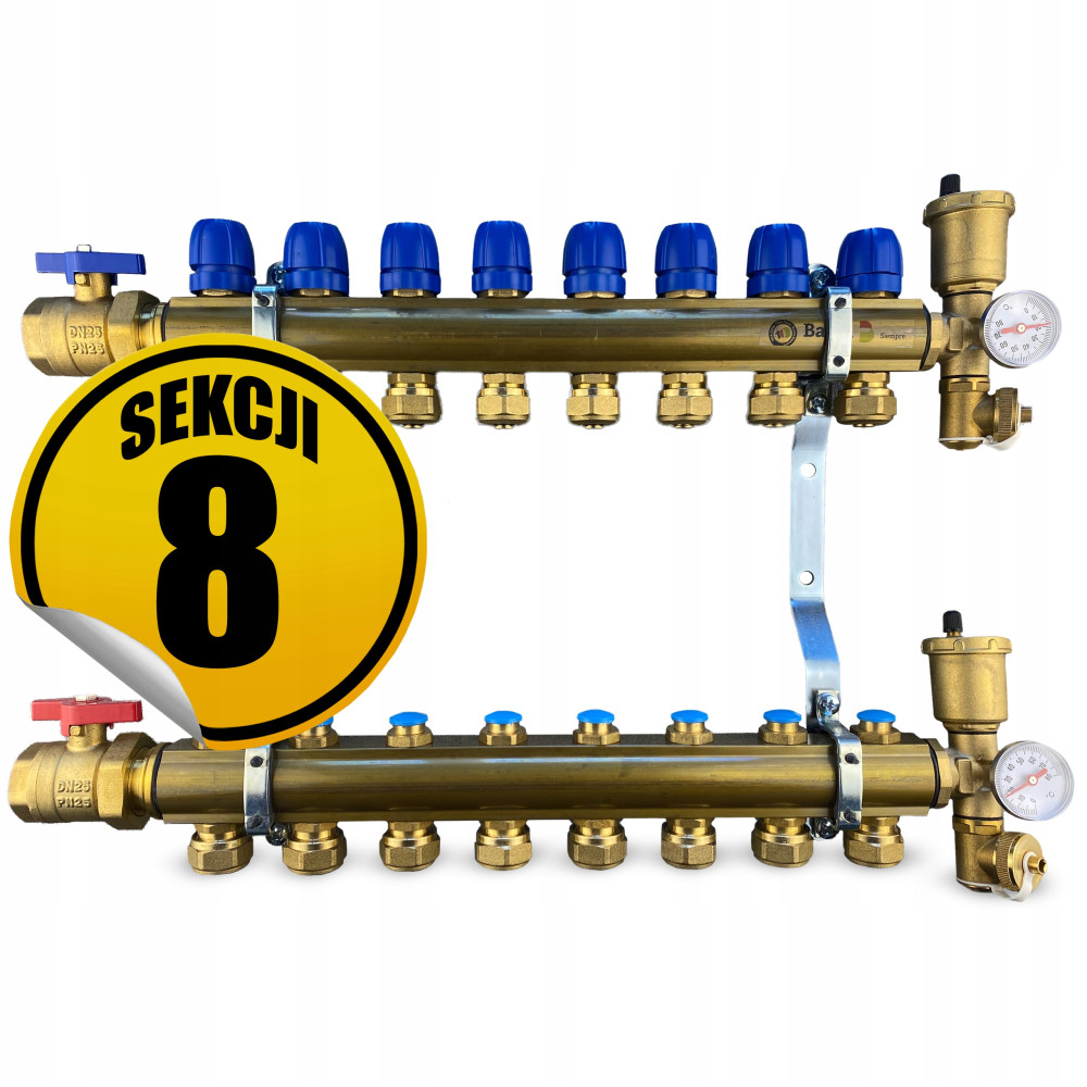 CAPRICORN Rozdzielacz mosiężny PREMIUM 3.1], 8 sekcji.