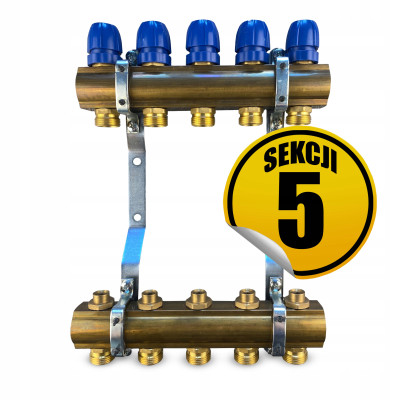 CAPRICORN Rozdzielacz mosiężny OPTIMUM2, 5 sekcji.