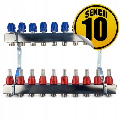 CAPRICORN Rozdzielacz ze stali nierdzewnej OPTIMUM1], 10 sekcji.