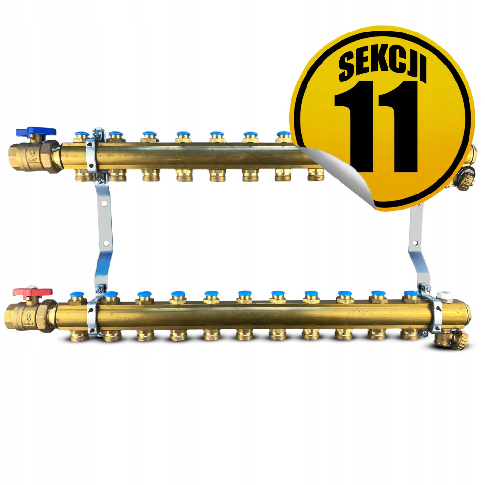 CAPRICORN Rozdzielacz mosiężny STANDARD1, 11 sekcji.