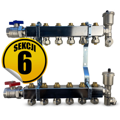 Rozdzielacz ze stali nierdzewnej standard 3 sekcji 6 CAPRICORN