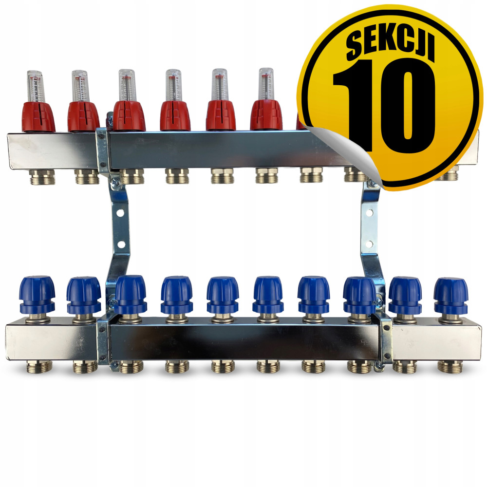 CAPRICORN Rozdzielacz ze stali nierdzewnej OPTIMUM1, 10 sekcji.