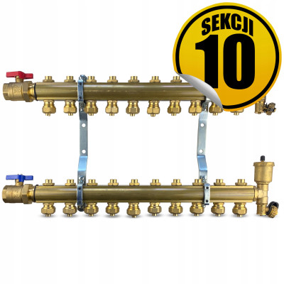 CAPRICORN Rozdzielacz BT mosiężny STANDARD3, 10 sekcji.