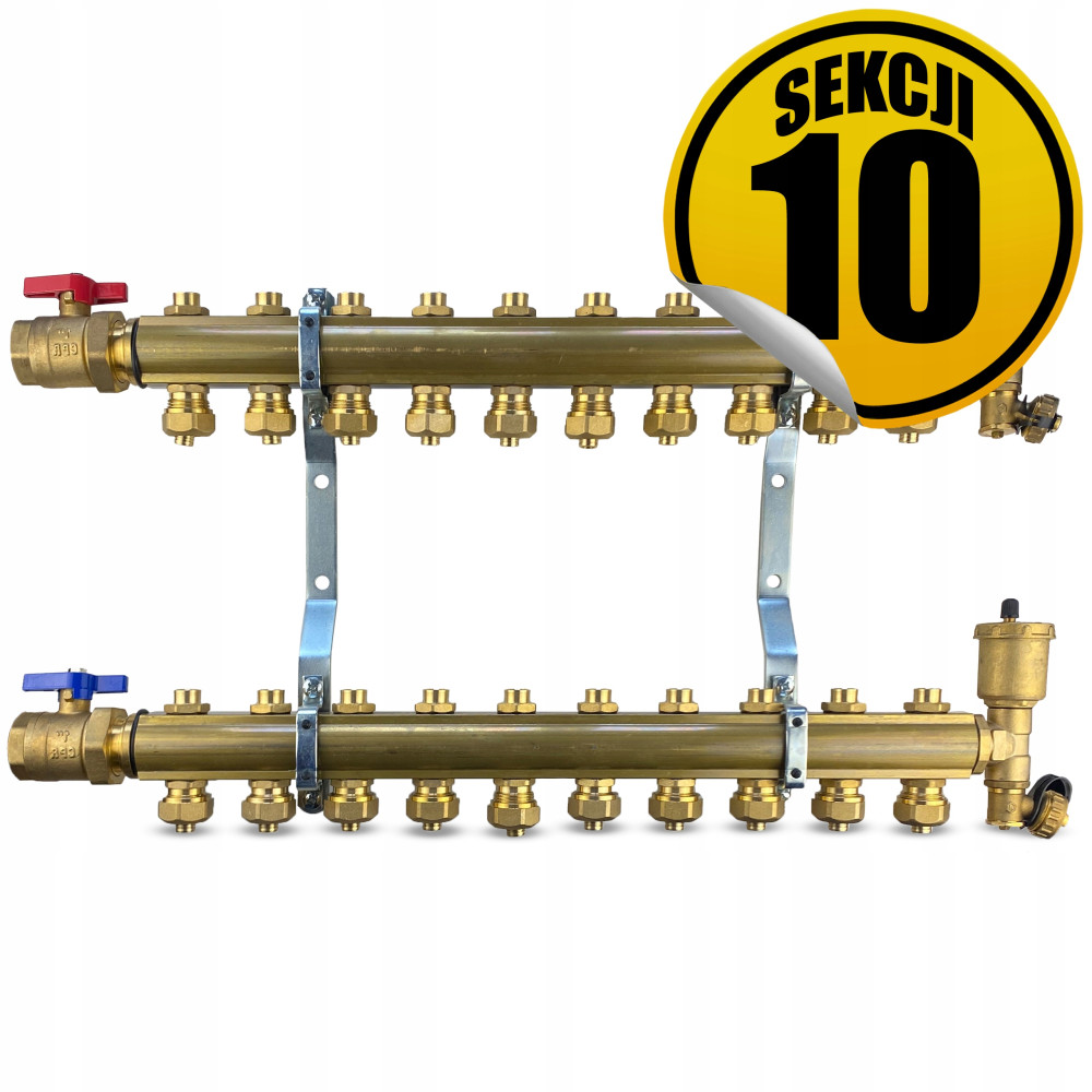 CAPRICORN Rozdzielacz BT mosiężny STANDARD3, 10 sekcji.