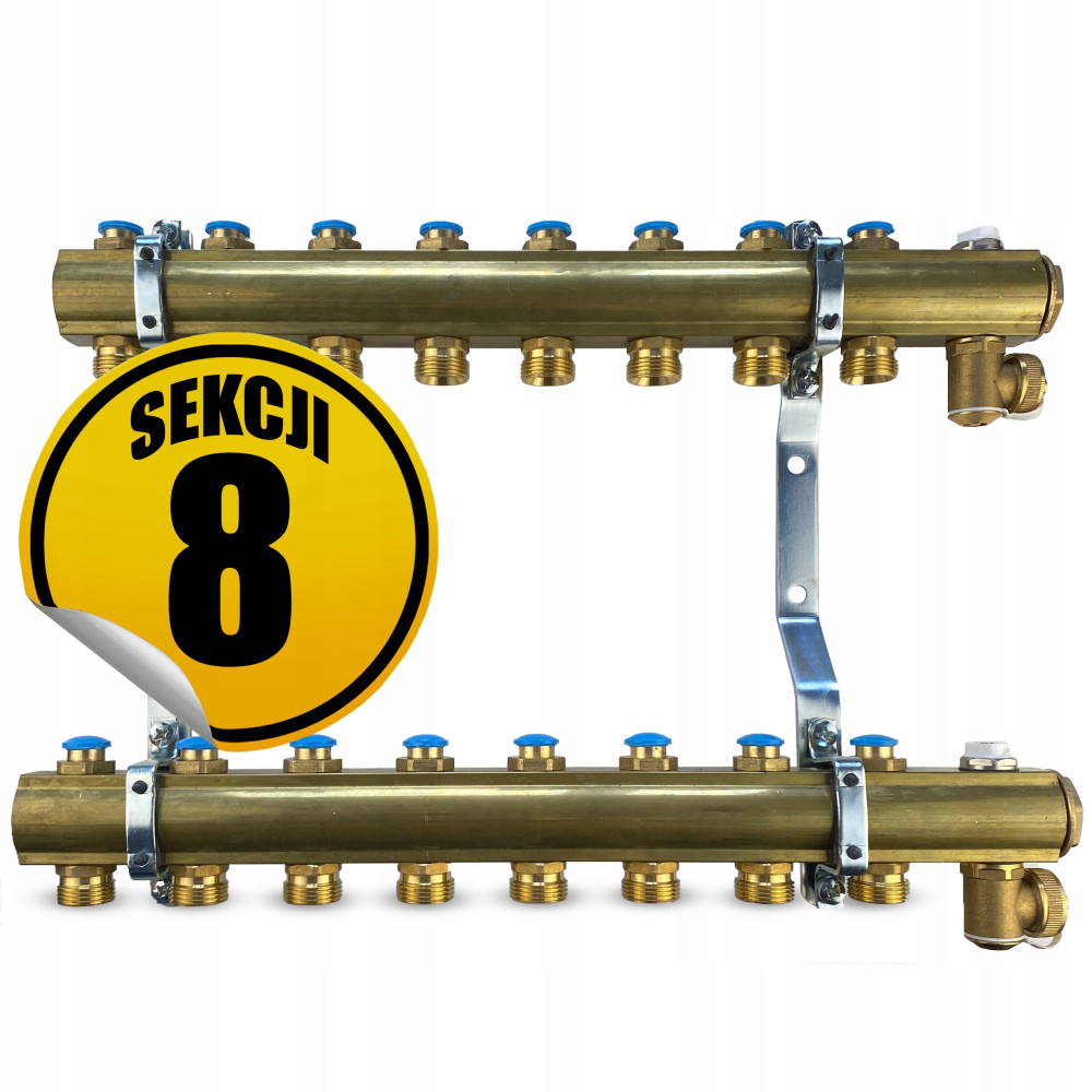 CAPRICORN Rozdzielacz mosiężny STANDARD1, 8 sekcji.
