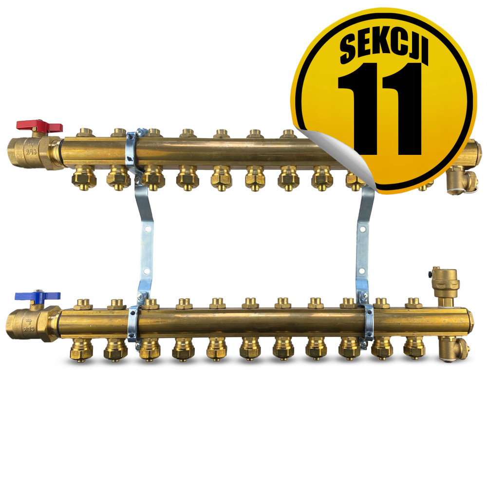 CAPRICORN Rozdzielacz mosiężny STANDARD31, 11 sekcji.