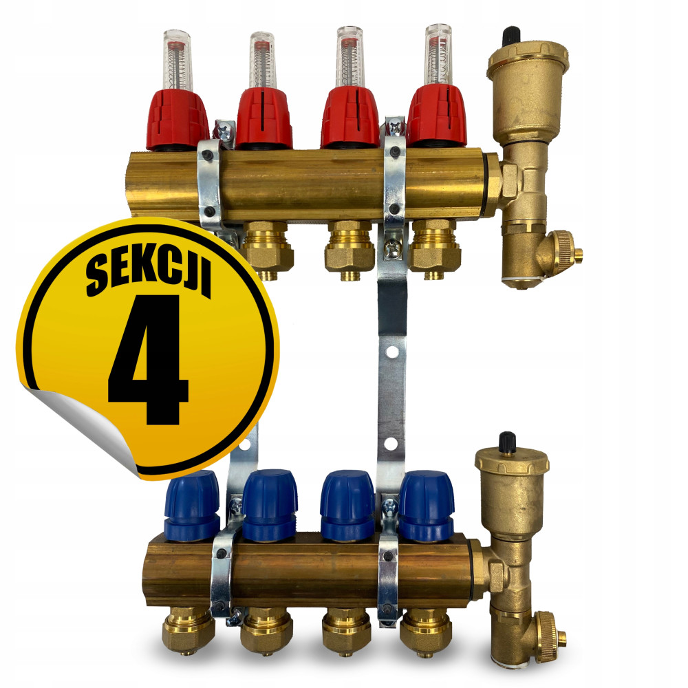 CAPRICORN Rozdzielacz mosiężny PREMIUM3, 4 sekcji.