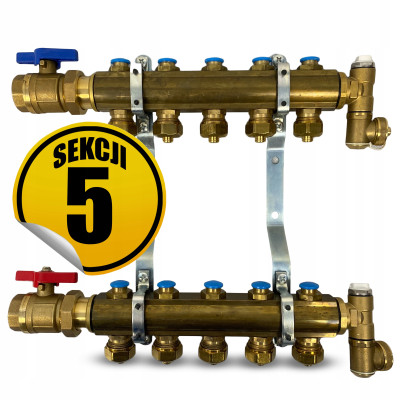 CAPRICORN Rozdzielacz mosiężny STANDARD2, 5 sekcji.