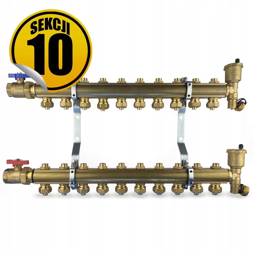 CAPRICORN Rozdzielacz mosiężny STANDARD3, 10 sekcji.