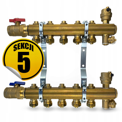 CAPRICORN Rozdzielacz mosiężny STANDARD31, 5 sekcji.