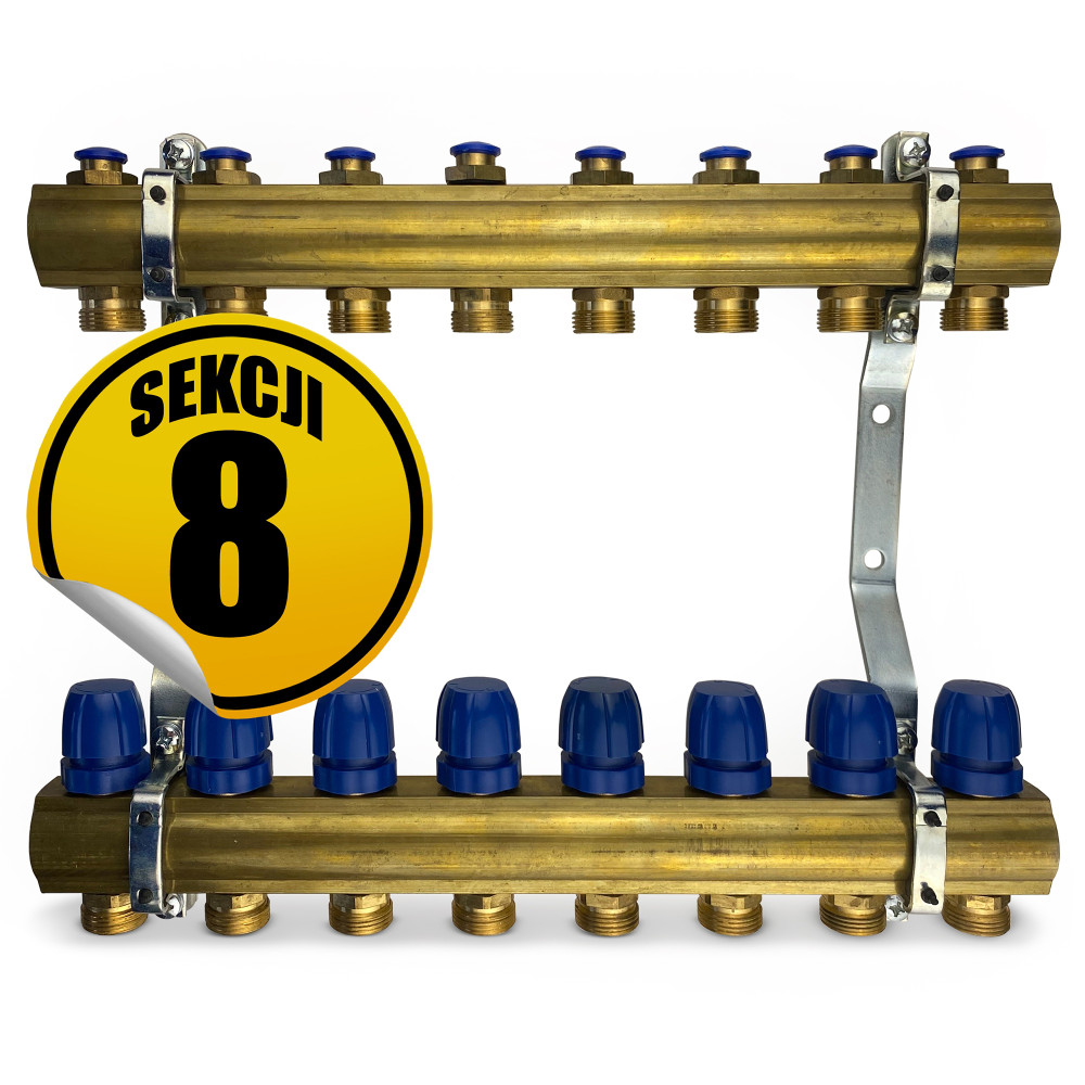 CAPRICORN Rozdzielacz mosiężny OPTIMUM2, 8 sekcji.