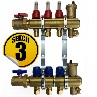 CAPRICORN Rozdzielacz mosiężny PREMIUM11, 3 sekcje.