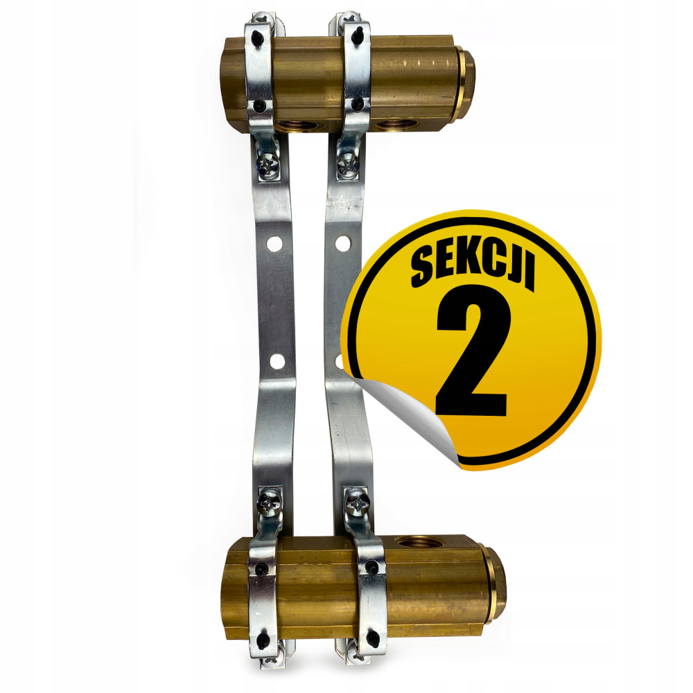 CAPRICORN Rozdzielacz mosiężny SOLID3 do centralnego ogrzewania 2 sekcje.