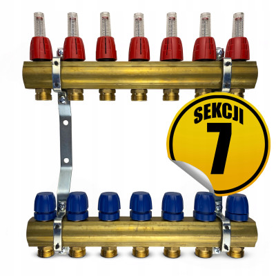 CAPRICORN Rozdzielacz mosiężny OPTIMUM1, 7 sekcji.