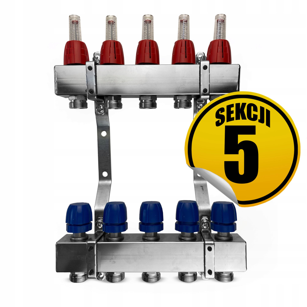 CAPRICORN Rozdzielacz ze stali nierdzewnej OPTIMUM1 z obwodami 5 sekcji.
