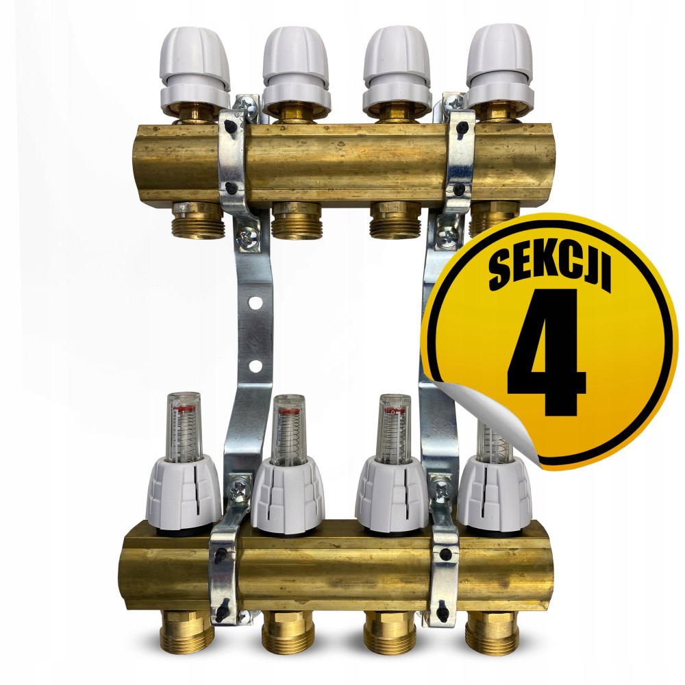 CAPRICORN Rozdzielacz mosiężny OPTIMUM1, 4 sekcje