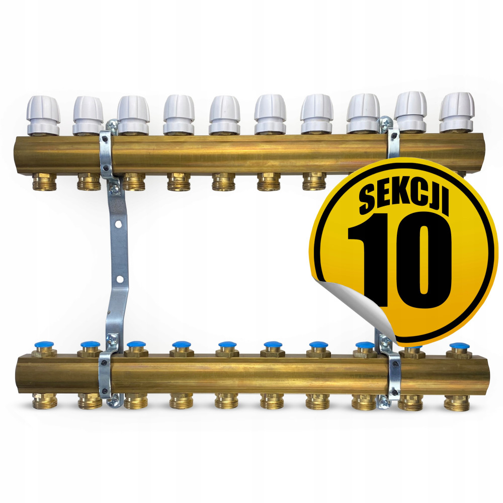Rozdzielacz mosiężny OPTIMUM2, 10 sekcji CAPRICORN