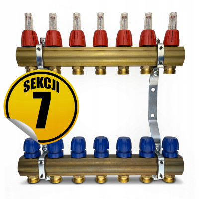 CAPRICORN Rozdzielacz mosiężny OPTIMUM1, 7 sekcji.