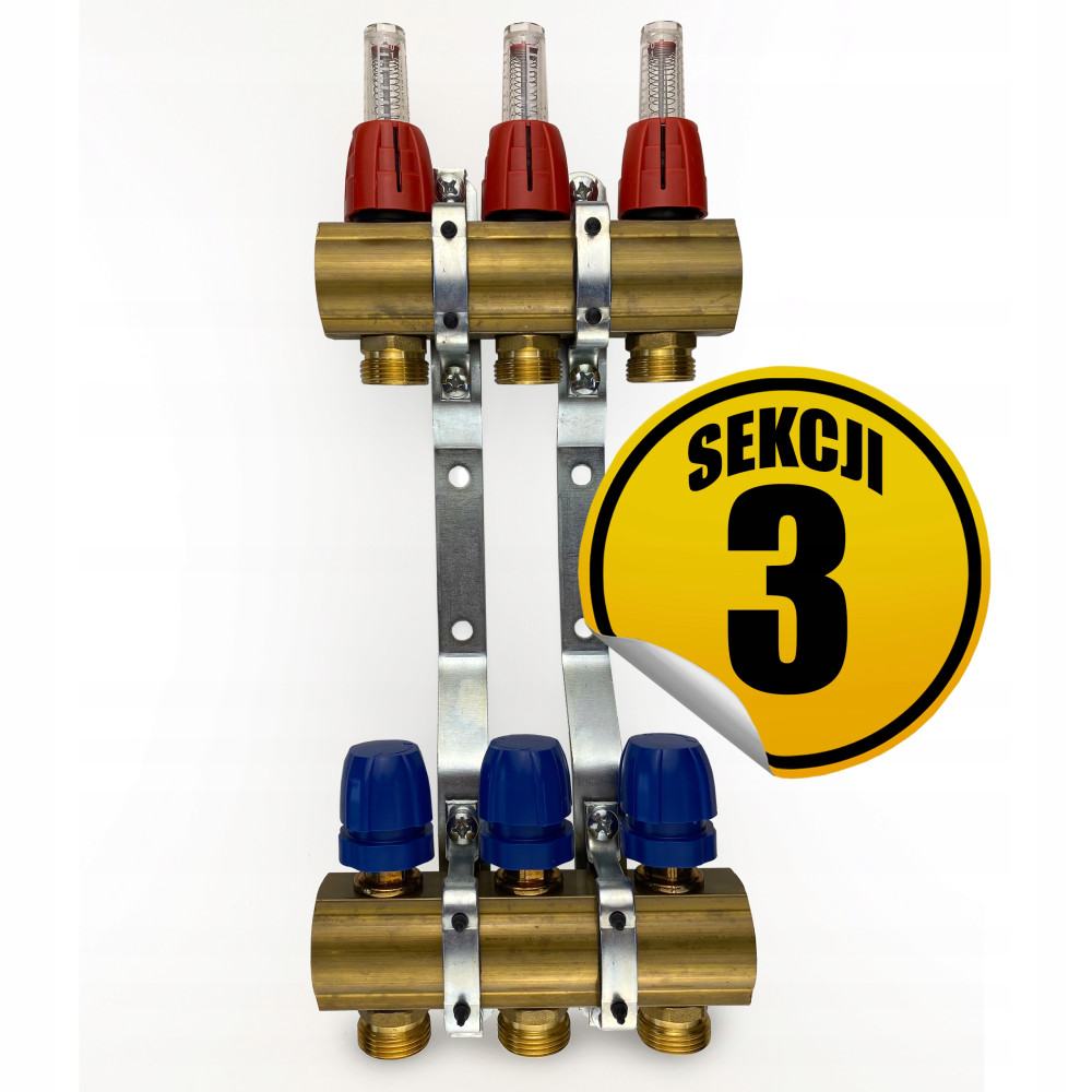 CAPRICORN Rozdzielacz mosiężny optimum1, z obwodami, 3 sekcje.