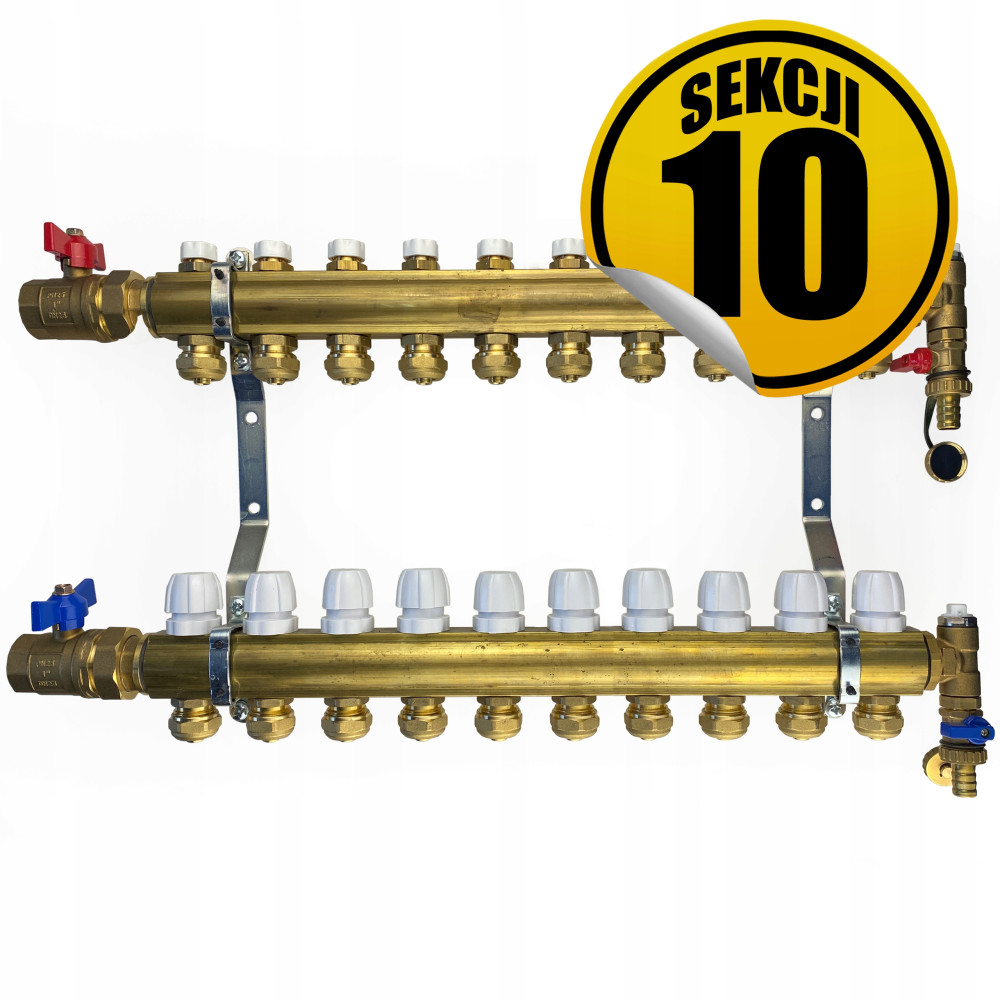 CAPRICORN Rozdzielacz mosiężny standard,10 sekcji.