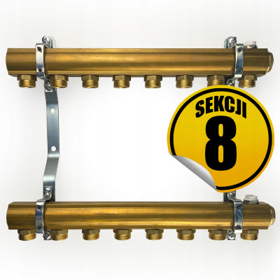 CAPRICORN Rozdzielacz mosiężny SOLID1, 8 sekcji.