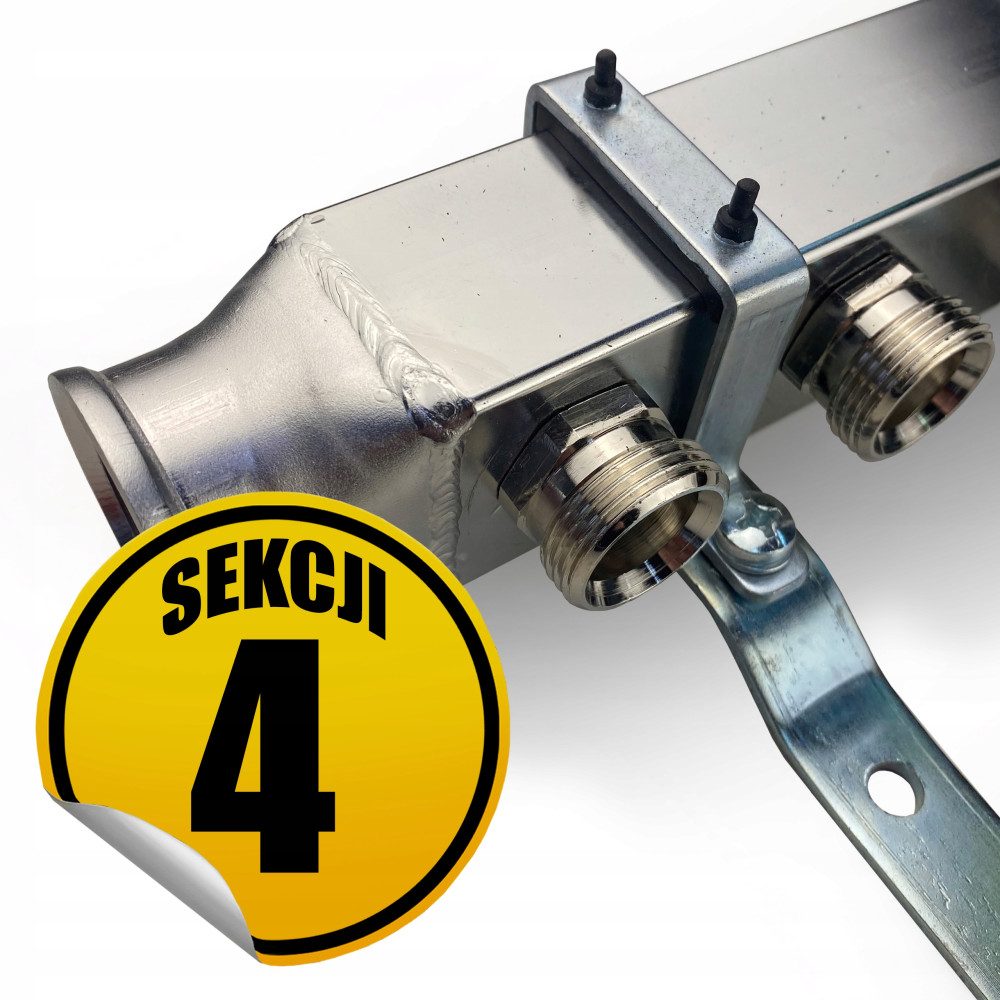 CAPRICORN Rozdzielacz ze stali nierdzewnej do centralnego ogrzewania SOLID1, 4 sekcje.